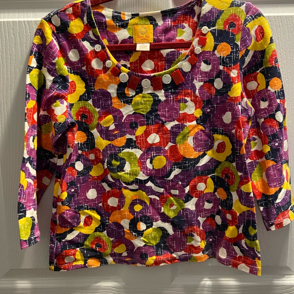 Ruby Rd. Multicolor Abstract Top